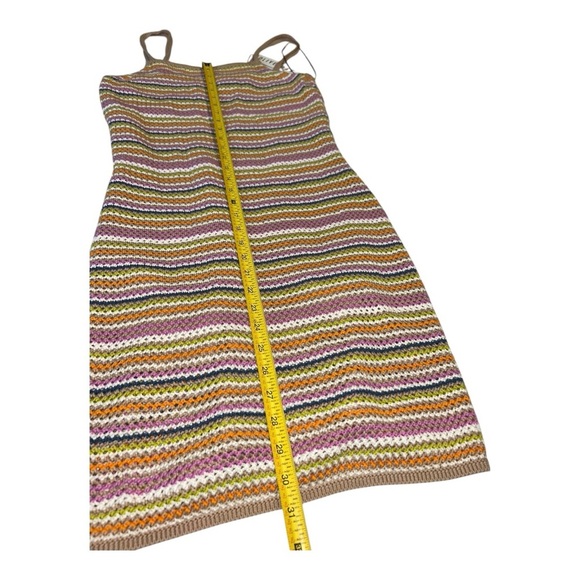 OLIVE + OAK Multicolor pastel Striped Knit spaghetti strap mini dress M - Picture 6 of 10